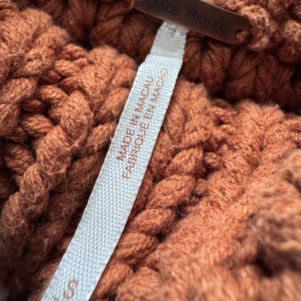 Free People My Only Sunshine Chunky Knit Turtleneck Sweater in Rust Orange - Picture 2 of 5